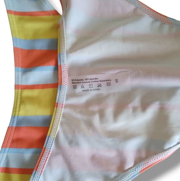 💥 Women's Multicolored Stripe High Leg Bikini Swim Bottoms - Picture 16 of 16